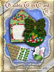 Bauble-shape Gift Card Kit - Green Candles