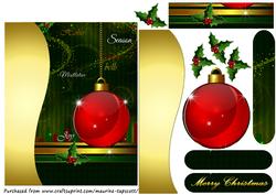 Brilliant Red and Gold Bauble 5x7