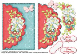 Flower & Butterfly Cluster 5x7 Topper
