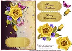 Yellow Roses & Violets Quick Card