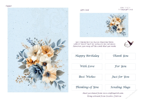 Golden Cream Blue Blossom