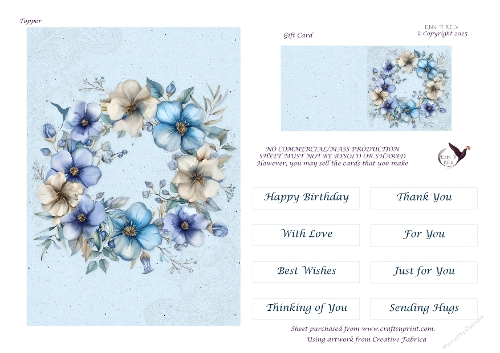 Blue Cream Floral Embrace