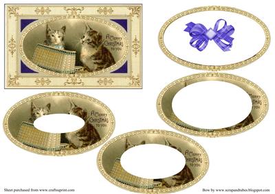 Vintage Tabby Cats Christmas Tunnel Sheet