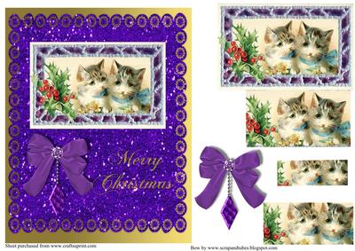 Vintage Kittens Christmas Card Front