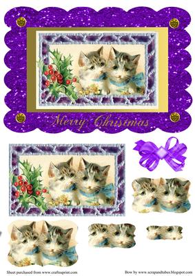 Cute Vintage Kittens Christmas Sheet