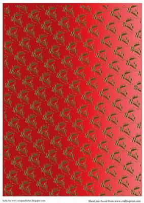 Red and Gold Holly Peel Offs Effect Background Sheet