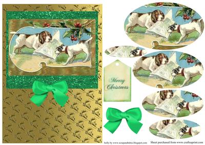 Vintage Pair of Dogs Christmas Pyramid Sheet