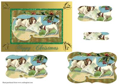 Vintage Christmas Dogs Card Front