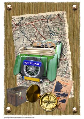 Vintage Car Bon Voyage A4 Card