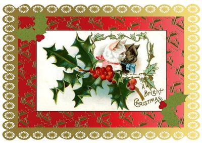 Vintage Cats Christmas A4