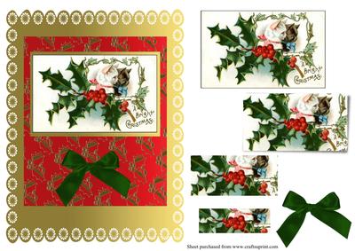 Vintage Cats Christmas A5 Card Front