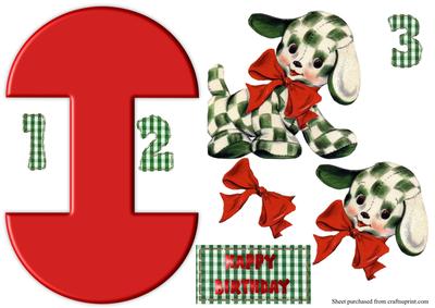 Vintage Cute Calico Puppy Wobble Card
