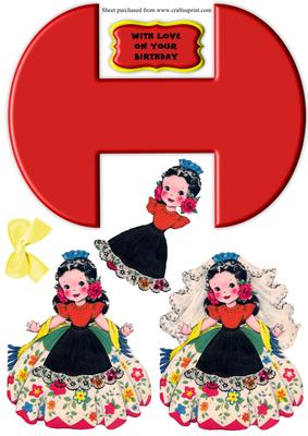 Vintage Cute Spanish Girl Wobble Card