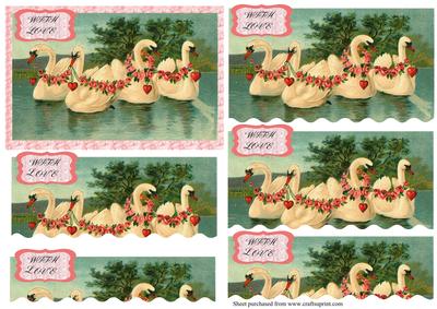 Vintage Swans Wavy Edges Stair Stacker