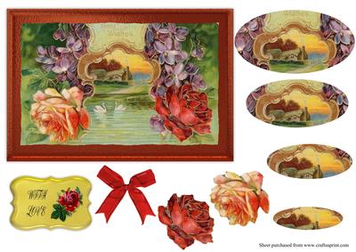 Vintage Country Scene with Pyramage and Decoupage