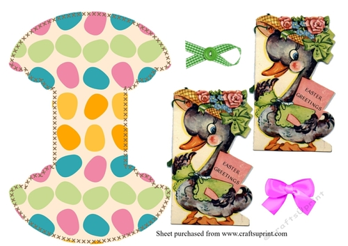 cute retro vintage duck easter wobble /rocker card