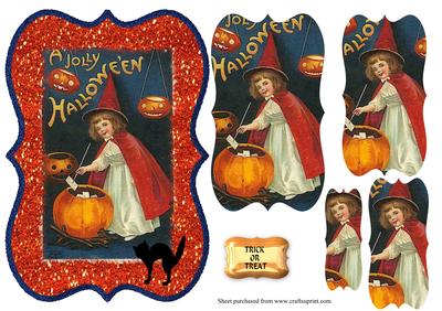 Vintage Halloween Girl Bracket Card Front