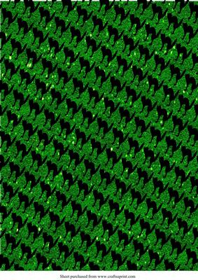 Halloween Black Cat and Green Glittered Background Paper