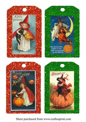 Large Vintage Halloween Tag Toppers