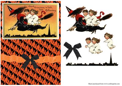 Vintage Halloween Witch Card Front
