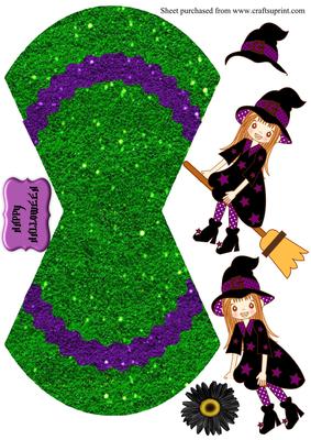 Halloween Cute Witch Wobble Card