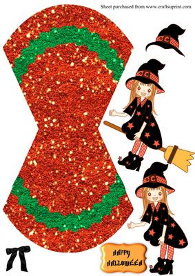 Halloween Cute Girl Witch Wobble Card