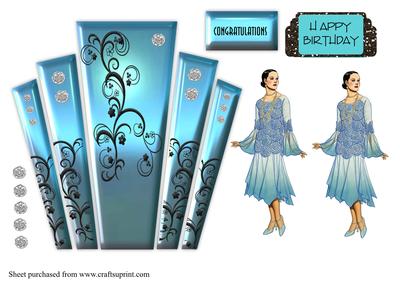 Art Deco Era Style Panel Card with Flapper Girl