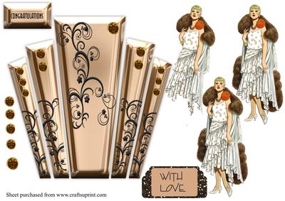 Art Deco Bronze Panels with Elegant Lady