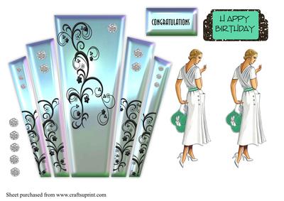 Deco Style Panels with Stylish Lady