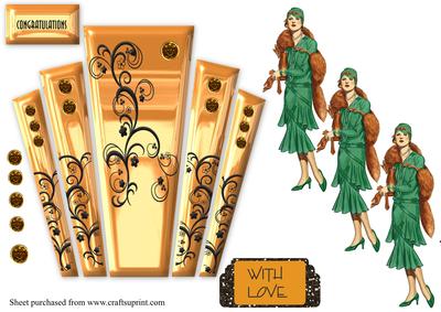 Art Deco Panels with Lady in Furs