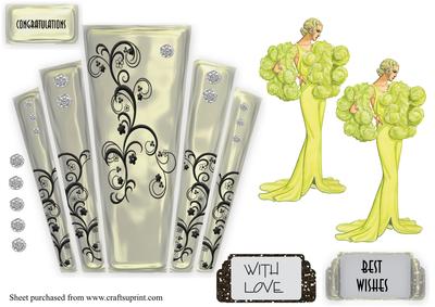 Art Deco Glass Panels with Stylish Lady
