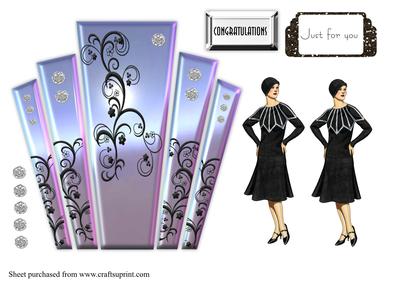 Art Deco Two Tone Metallic Panels with Flapper Girl