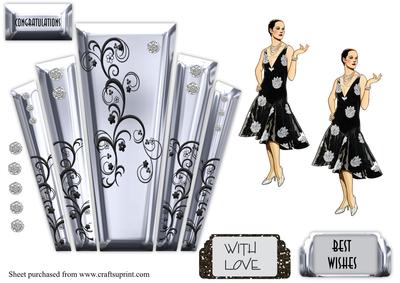 Art Deco Silver Panels with Stylish Lady