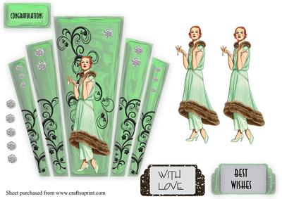 Art Deco Glass Panels with Elegant Lady