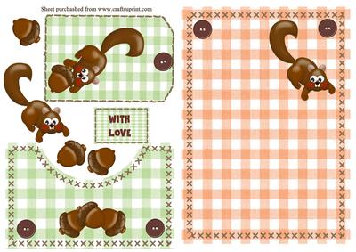 Cute Squirrel Pocket and Tag Card