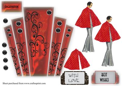 Art Deco Red Glass Panels with Lady
