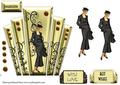 Art Deco Gold Panels with Stylish Lady