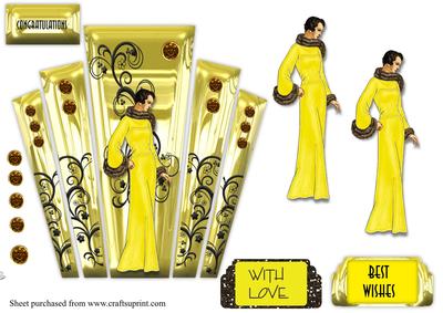 Art Deco Gold Panels with Deco Lady