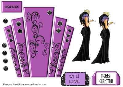 Art Deco Panels in Purple with Elegant Lady