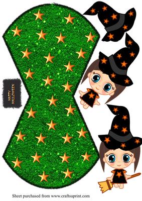 Cute Baby Witch Wobble Card