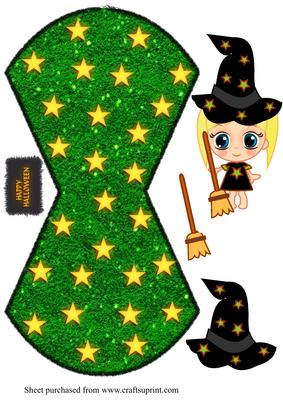 Cute Witch Halloween Wobble Card