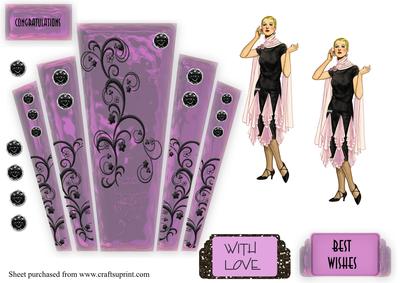 Art Deco Purple Glass Panels and Lady