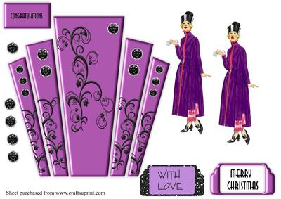 Art Deco Panels in Purple with Lady