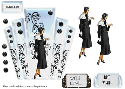 Art Deco Glass Panels with Winter Lady