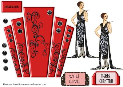 Art Deco Lady with Red Panels Christmas