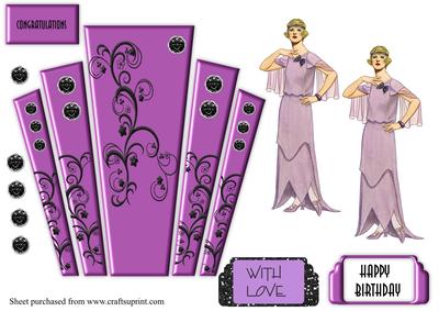 Art Deco Lady with Purple Panels