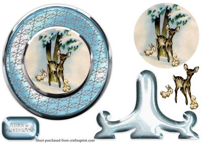 Retro Christmas Fawn Plate Sheet