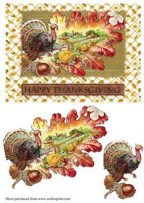 Vintage Thanksgiving Country Scene