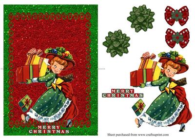Vintage Retro Girl Over the Edge Christmas