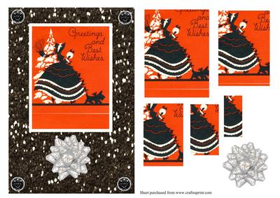 Vintage Lady with Scottie Dog Christmas Pyramid